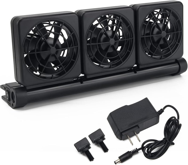 Liveek Aquarium Fan 2 3 4 Heads, Aquarium Chillers Cooling Fan Adjustable Fish Tank Cooling Fan with 2 Wind Speed Fan for Water Tank, Aquarium Tank Chiller (3 Head) - Image 1
